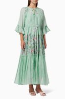 Piano Maxi Dress in Cotton Silk Blend - thumbnail