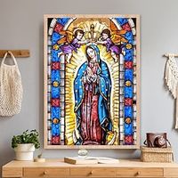 1pc People DIY Diamond Painting Glass Crystal Painted Virgin Mary Diamond Painting Handcraft Home Gift Without Frame miniinthebox