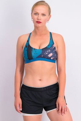 Womens Strappy Low Padded Sports Bra Teal Combo Womens Strappy Low Padded Sports Bra Teal Combo