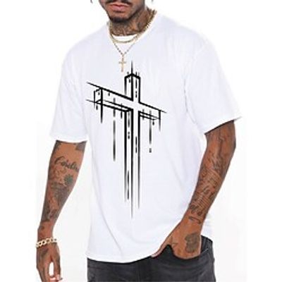 Men's Unisex T shirt Tee Hot Stamping Graphic Prints Cross Crew Neck Street Daily Print Short Sleeve Tops Designer Casual Big and Tall Sports White Black Red  Summer Lightinthebox