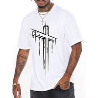 Men's Unisex T shirt Tee Hot Stamping Graphic Prints Cross Crew Neck Street Daily Print Short Sleeve Tops Designer Casual Big and Tall Sports White Black Red  Summer Lightinthebox - thumbnail