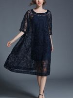 TangJie Sexy Lace Hollowed Out Two Pieces Women Dresses