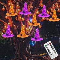 8pcs Halloween Decoration Glowing Hanging Witch Hat 40LEDs Halloween Remote Control Hat Light Battery Powered 8 Lighting Modes for Garden Halloween Party Outdoor Horror Atmosphere Decor Lightinthebox - thumbnail