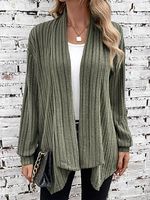 Amazon 2023 European And American Women's Cross-border Foreign Trade Temu Autumn And Winter New Long-sleeved Solid Color Loose Cardigan Jacket