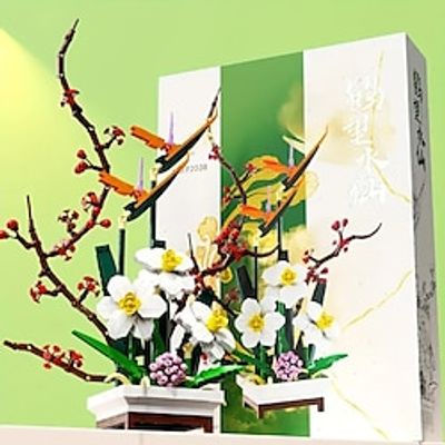 Building Block Flower Bouquets Narcissus With Cranes Best Gift DIY Assembly Toys For Home Decor Day Valentine's Day mother day Lightinthebox