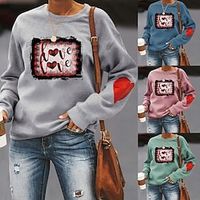 Women's Sweatshirt Pullover Heart Text Print Casual Sports Hot Stamping Casual Streetwear Hoodies Sweatshirts  Wine Red Green White Lightinthebox - thumbnail