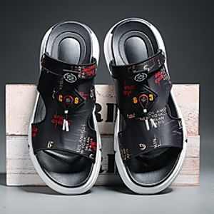 Men's Sandals Beach Daily Nappa Leather Breathable Non-slipping Wear Proof White Black Gray Summer miniinthebox