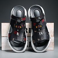 Men's Sandals Beach Daily Nappa Leather Breathable Non-slipping Wear Proof White Black Gray Summer miniinthebox - thumbnail