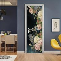 Vintage Floral Door Covers Mural Decor Door Tapestry Door Curtain Decoration Backdrop Door Banner Removable for Front Door Indoor Outdoor Home Room Decoration Farmhouse Decor Supplies miniinthebox