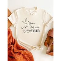 Women's T shirt Tee Cotton Animal Letter Weekend Easter White Pink Wine Print Short Sleeve Fashion Round Neck Regular Fit Summer Lightinthebox Women's T shirt Tee Cotton Animal Letter Weekend Easter White Pink Wine Print Short Sleeve Fashion Round Neck Regular Fit Summer Lightinthebox