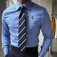 Business Casual Men's Printed Shirts Formal Fall Winter Spring Summer Turndown Long Sleeve Blue S, M, L 4-Way Stretch Fabric Shirt Lightinthebox