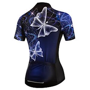 21Grams Women's Short Sleeve Cycling Jersey Summer Spandex Polyester Dark Blue Butterfly Bike Jersey Top Mountain Bike MTB Road Bike Cycling Quick Dry Moisture Wicking Breathable Sports Clothing miniinthebox