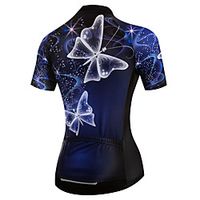 21Grams Women's Short Sleeve Cycling Jersey Summer Spandex Polyester Dark Blue Butterfly Bike Jersey Top Mountain Bike MTB Road Bike Cycling Quick Dry Moisture Wicking Breathable Sports Clothing miniinthebox - thumbnail
