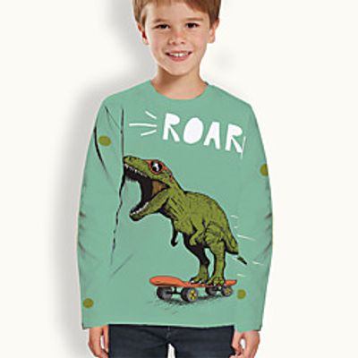 Kids Boys' T shirt Long Sleeve Green 3D Print Dinosaur Letter Animal Daily Indoor Outdoor Active Fashion Daily Sports 3-12 Years Lightinthebox