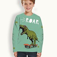 Kids Boys' T shirt Long Sleeve Green 3D Print Dinosaur Letter Animal Daily Indoor Outdoor Active Fashion Daily Sports 3-12 Years Lightinthebox - thumbnail