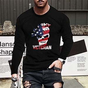 Men's T shirt Tee Graphic Skull Crew Neck Black Print Street Sports Long Sleeve Print Clothing Apparel Fashion Designer Casual Comfortable Lightinthebox