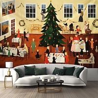 Christmas Illustration Hanging Tapestry Wall Art Xmas Large Tapestry Mural Decor Photograph Backdrop Blanket Curtain Home Bedroom Living Room Decoration miniinthebox - thumbnail