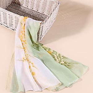 Women's Chiffon Scarf Holiday Multi-color Scarf Color Block miniinthebox