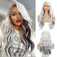 Long Ombre White Wigs for Black Women 26 28 Inch Long Wavy Wig with Bangs for Women Big Bouncy Fluffy Synthetic Fiber Glueless Hair for Cosplay and Daily Use Blue Wine Red Purple White Lightinthebox