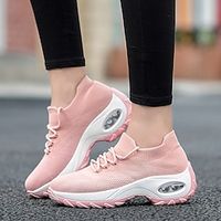 Men's Women's Sneakers Running Shoes Cushioning Breathable Light Soft Running Jogging Road Running Fabric Summer Spring Fall Black White Yellow Pink Lightinthebox - thumbnail
