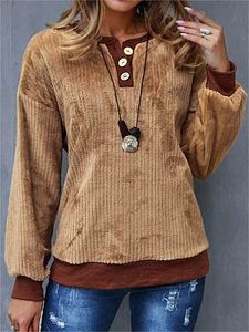 Women's Retro Corduroy Patchwork Contrast Casual Sweatshirt