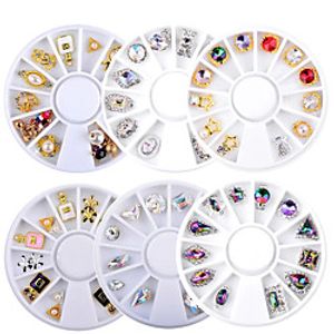 6 Wheel 3D Charm Alloy Rhinestones Nail Art Decorations Perfume Bottle Bow Flowers Triangle DIY Nail Jewelry Supplies miniinthebox