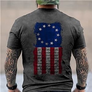 Men's Unisex T shirt 3D Print Graphic Prints National Flag Crew Neck Street Daily Print Short Sleeve Tops Casual Designer Big and Tall Sports Black Army Green Dark Gray Lightinthebox