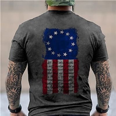 Men's Unisex T shirt 3D Print Graphic Prints National Flag Crew Neck Street Daily Print Short Sleeve Tops Casual Designer Big and Tall Sports Black Army Green Dark Gray Lightinthebox
