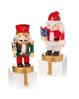 Premier 24cm Christmas Santa Nutcracker Stocking Holder Wood Assorted 1 Piece