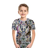 Kids Boys' T shirt Tee Short Sleeve Rabbit 3D Print Animal Green Children Tops Summer Active Daily Wear Regular Fit 3-12 Years miniinthebox - thumbnail