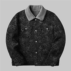 Men's Coat Warm Sports  Outdoor Zipper Floral Graphic Prints 3D Printed Graphic Turndown Fashion Jacket Outerwear Long Sleeve Pocket Fall  Winter Lightinthebox