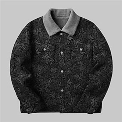 Men's Coat Warm Sports  Outdoor Zipper Floral Graphic Prints 3D Printed Graphic Turndown Fashion Jacket Outerwear Long Sleeve Pocket Fall  Winter Lightinthebox
