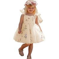 Flower Girl Dresses for Wedding Short Floral Embroidered Tulle Pageant Princess Dress for Girls Lightinthebox