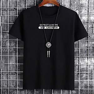 Men's Unisex Tee T shirt Hot Stamping Graphic Prints Letter Plus Size Print Short Sleeve Casual Tops Cotton Basic Fashion Designer Big and Tall White Black Khaki miniinthebox