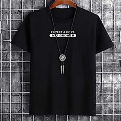 Men's Unisex Tee T shirt Hot Stamping Graphic Prints Letter Plus Size Print Short Sleeve Casual Tops Cotton Basic Fashion Designer Big and Tall White Black Khaki miniinthebox