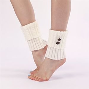 1 Pair Women Solid Warm Boots Cover Foot Covers Autumn and Winter Knitted Twist Button Short Leg Pads Knee Socks Boots Cover Lightinthebox
