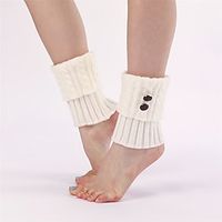 1 Pair Women Solid Warm Boots Cover Foot Covers Autumn and Winter Knitted Twist Button Short Leg Pads Knee Socks Boots Cover Lightinthebox - thumbnail