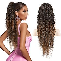 Ponytail Extension Bohemian Style Drawstring Ponytail Hair Extensions for Women Long Curly Wavy Ponytail Natural Synthetic Hairpiece for Women Lightinthebox