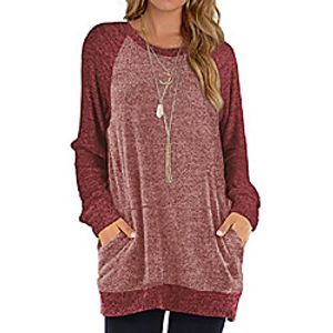 tunic sweater for women long sleeve crewneck sweatshirts oversized coral xl Lightinthebox