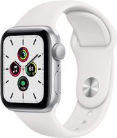 Apple Watch SE GPS, 44mm Silver Aluminium Case with White Sport Band