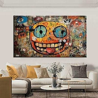 Handmade Graffiti Art painting Hand Painted Wall Art Street Art Graffiti oil painting Pop Culture Wall Art Graffiti Wall Art Street Art Painting Decor Rolled Canvas No Frame Unstretched miniinthebox