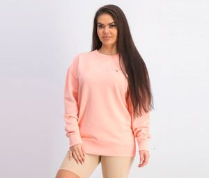 Womens Long Sleeve Embroidered Sweater  Coral