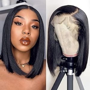 Short Bob Wig Straight 13x4 Lace Front Wig Human Hair Wigs for Black Women Pre Plucked Transparent Front Wig Brazilian Lace Wigs Lightinthebox