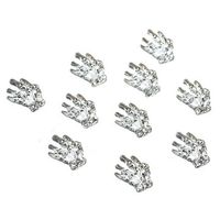 10 Pcs 3D Silver Metal Hand Skeleton Nail Art Decoration Alloy Halloween Girls