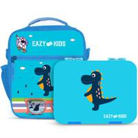 Eazy Kids Bento Boxes With Insulated Lunch Bag Combo - Dino Blue