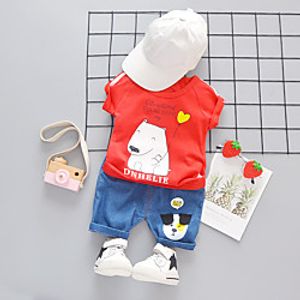 Toddler Boys' T-shirt  Shorts Clothing Set Short Sleeve Yellow Gray Orange Fantastic Beasts Cartoon Drawstring Print Cotton School Vacation Active Basic Regular miniinthebox