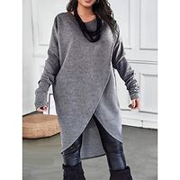 Women's Plus Size Curve Sweater Dress Casual Dress Winter Dress Plain Midi Dress Long Sleeve Knit Plus High Low Crew Neck Fashion Outdoor Light Grey Dark Grey Fall Winter L XL XXL 3XL 4XL Lightinthebox - thumbnail