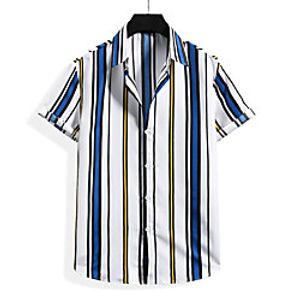 Men's Shirt Striped Short Sleeve Casual Tops Casual Blue Red Lightinthebox