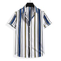 Men's Shirt Striped Short Sleeve Casual Tops Casual Blue Red Lightinthebox - thumbnail