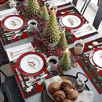 Christmas Placemat Linen Nordic Style English Alphabet Napkin Western Restaurant Tablecloth Single-Layer Insulation Table Mat miniinthebox - thumbnail